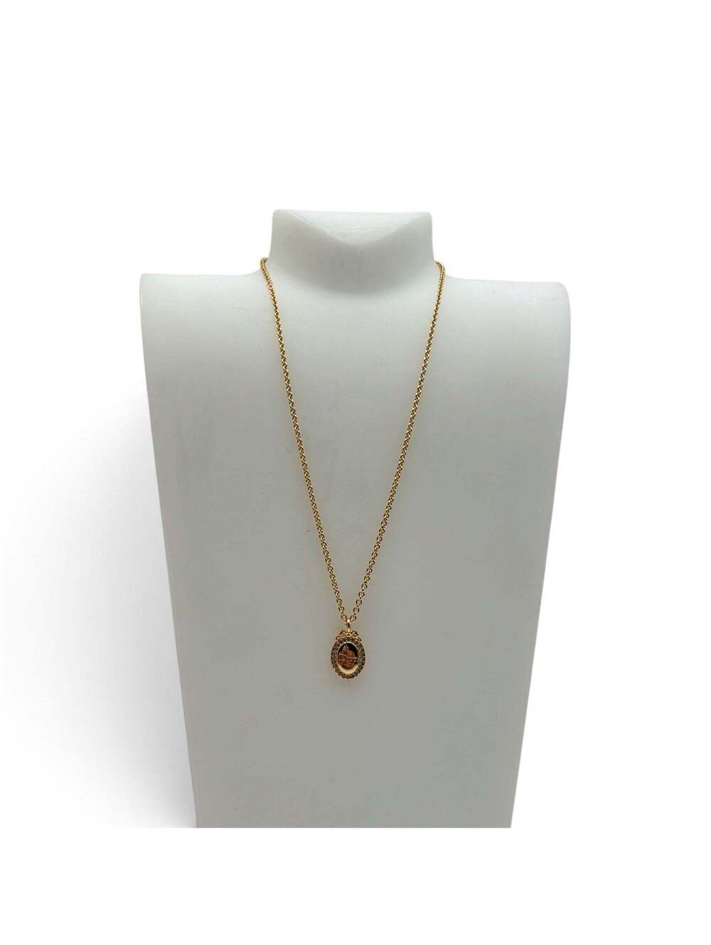 Christian Dior Médaillon Crystal Necklace in Gold-Finish Metal